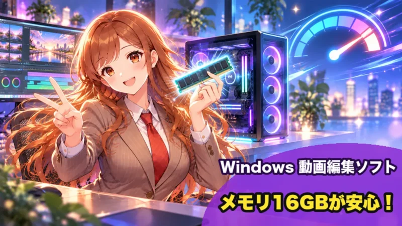 Windowsで動画編集するならメモリ16GB以上が安心