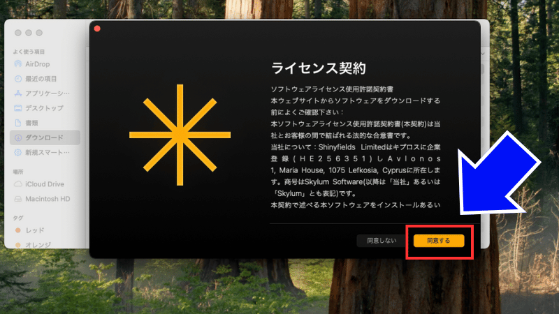 ライセンス契約に同意する