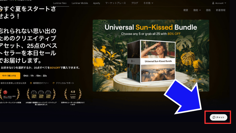 公式サイトのチャットを確認する