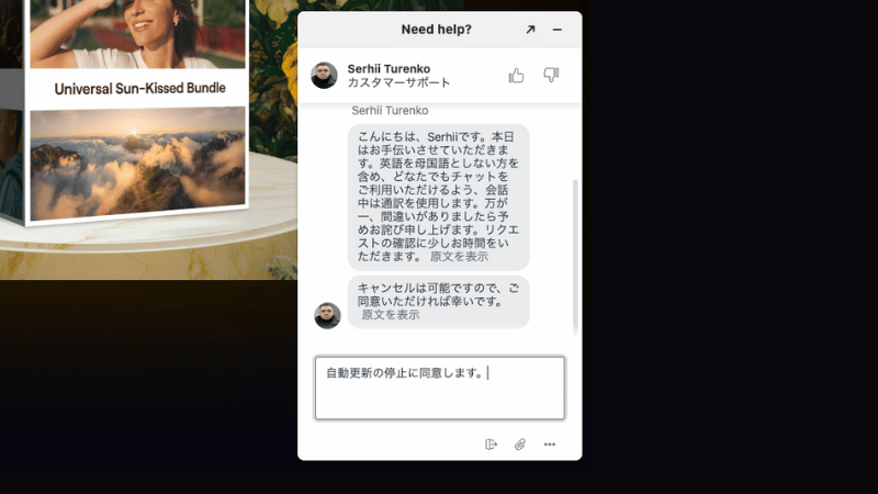 自動更新停止に同意する