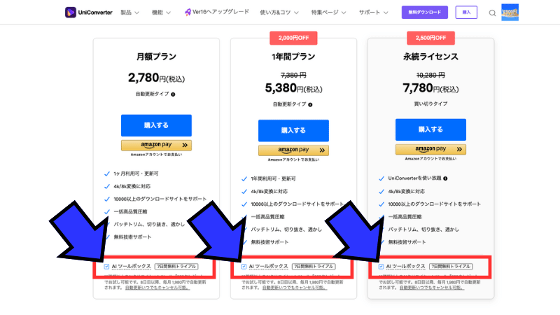 Uni ConverterのAIツールボックス