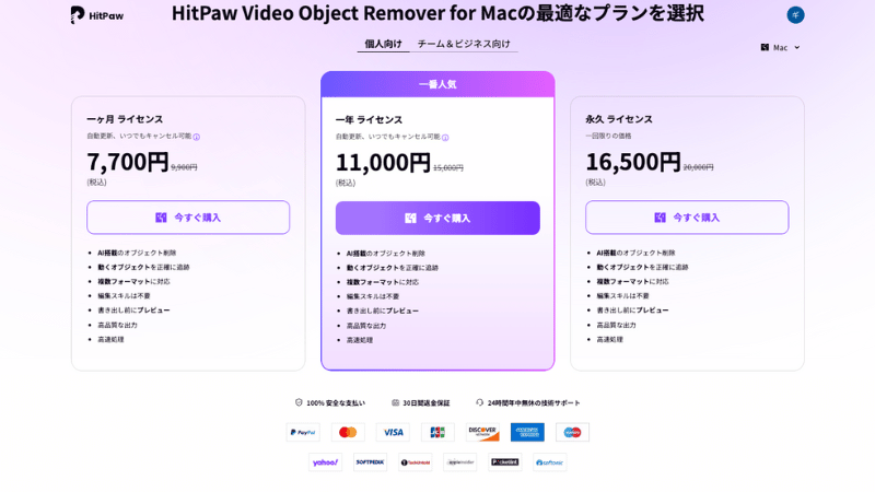 HitPaw Video Object Removerのライセンス一覧