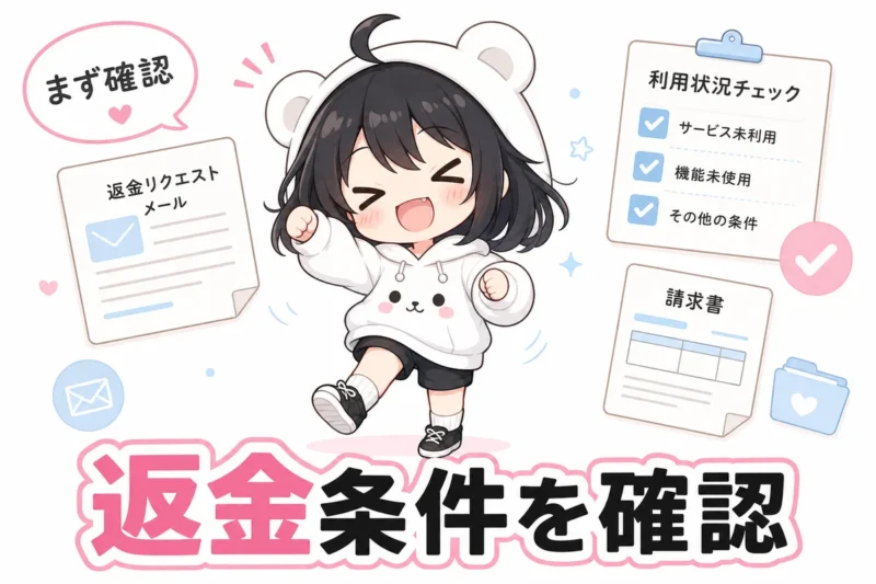 DomoAIの返金条件を確認する請求書とメールのイメージ
