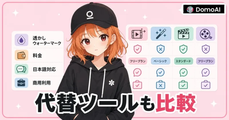 DomoAIと代替AI動画ツールを比較するイメージ