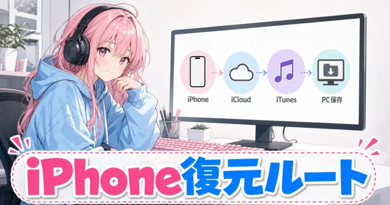 iPhoneデータ復元の使い方を表すDr.Fone操作バナー
