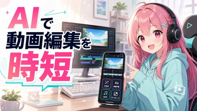 Filmora アプリのAI動画生成や自動字幕などの機能イメージ