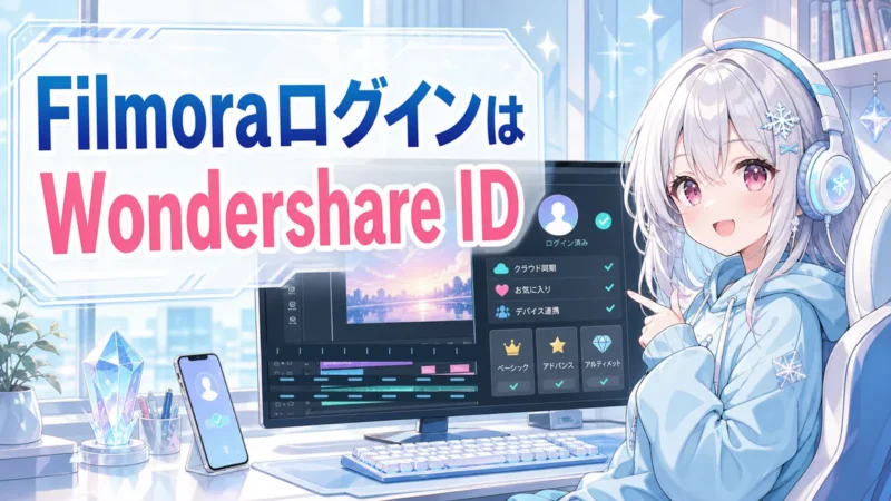 Filmoraログインの結論を示すパソコン画面