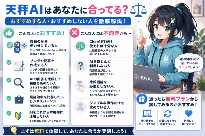 天秤AIをおすすめする人・しない人