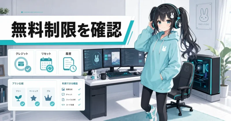 天秤AI無料プランのクレジットと履歴制限を確認するイメージ