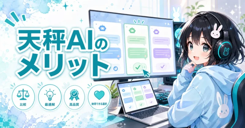 天秤AIを利用するメリットを表すイメージ