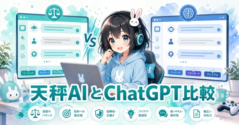 天秤AIとChatGPT Plusを比較するイメージ
