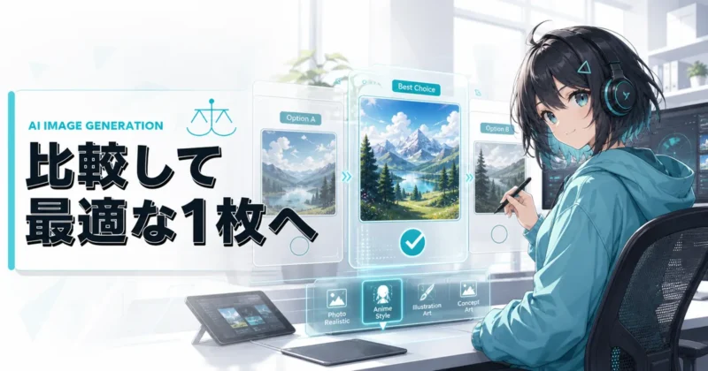 天秤AI画像生成の要点をまとめたイメージ