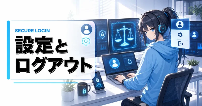 天秤AIのログイン後の設定とログアウトのイメージ