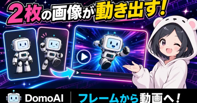 DomoAIのフレームから動画（Frames to Video）で2枚の画像が動き出すイメージ