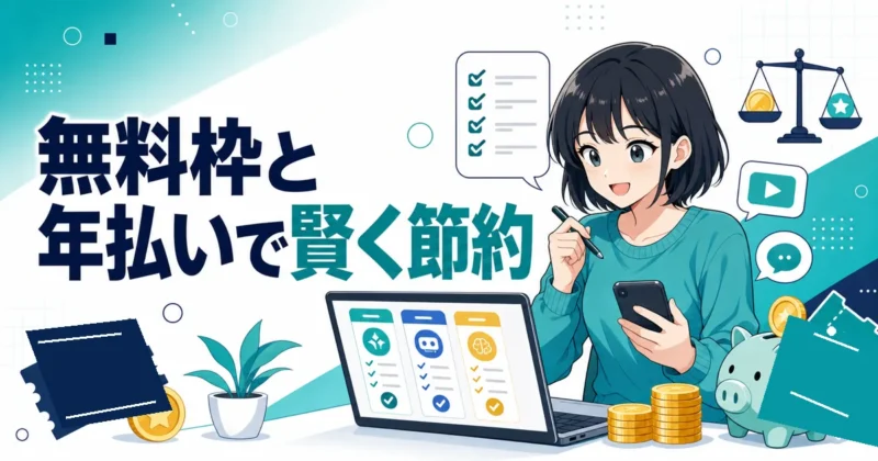 AIツール料金を安く抑えるコツを示す画像