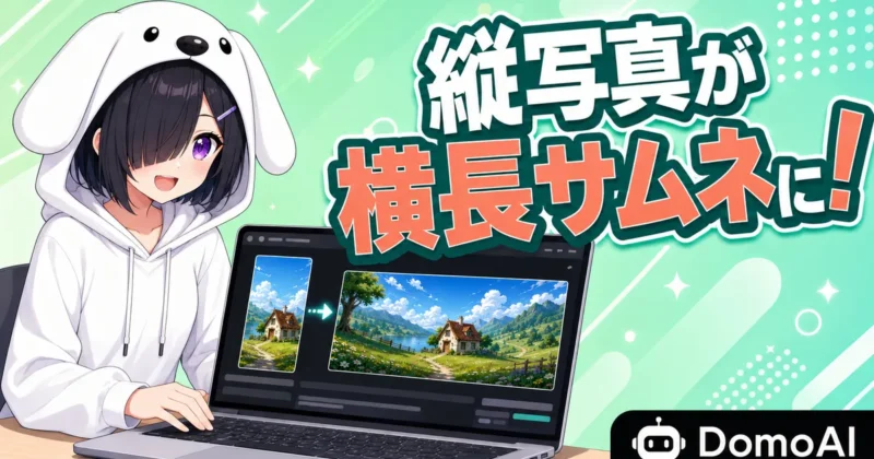 DomoAIのAI画像拡張でYouTubeサムネやストーリー用に比率を変える用途例