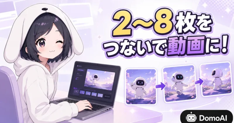 DomoAIのFrames to Videoは2〜8枚の画像をつないで動画にする機能