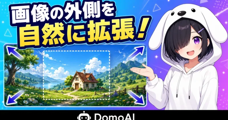 DomoAIのAI画像拡張で画像の外側を自然に描き足すイメージ