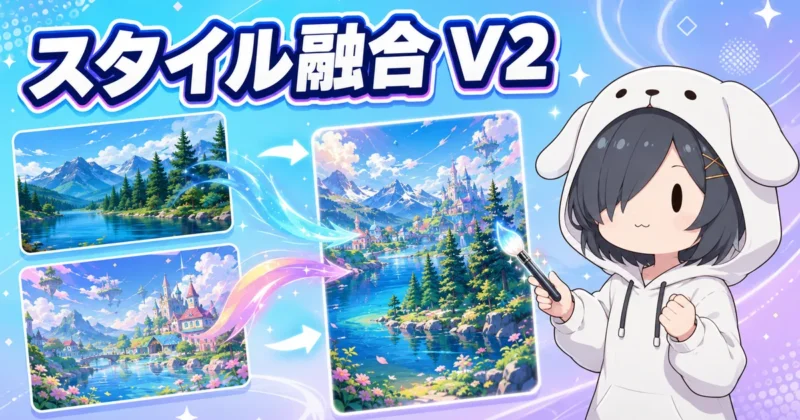 DomoAIのスタイル融合 V2で2つの画風を1つの動画に適用するイメージ