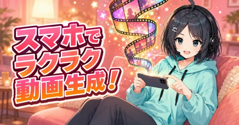 スマホだけでラクラク動画生成できると伝えるバナー