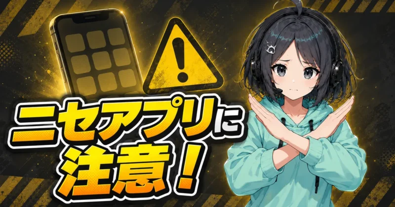ストアの類似ニセアプリに注意と伝えるバナー