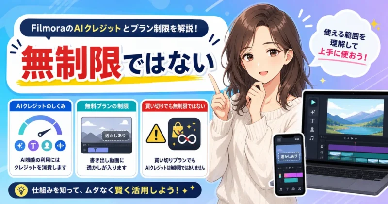 FilmoraのAIクレジットと無料版の注意点