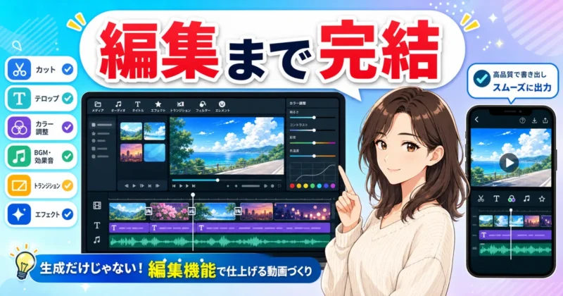 Filmoraで生成動画を編集して書き出す流れ