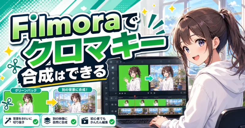 Filmoraでクロマキー合成はできることを示すバナー
