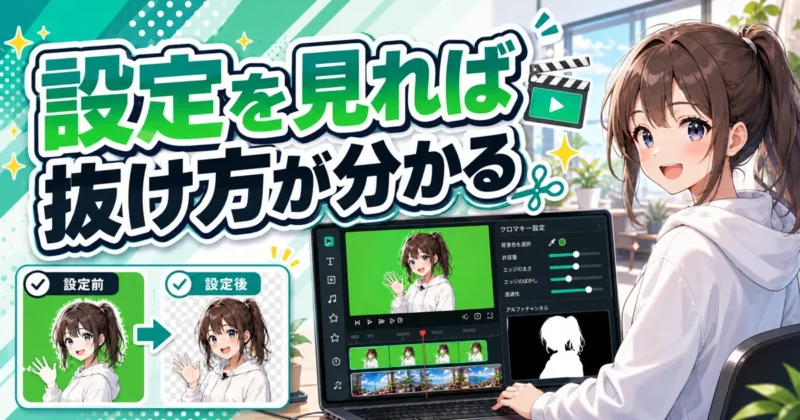 クロマキー設定（トレランス・エッジ調整）の意味を示すバナー