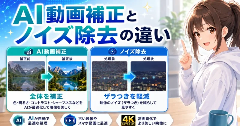 AI動画補正とAI動画ノイズ除去の違い