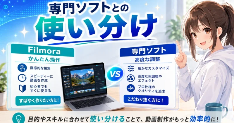 Filmoraと専門ソフトの使い分け