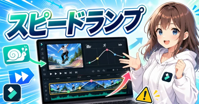Filmora（フィモーラ）のスピードランプで一部だけ速度を変える画面