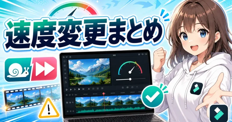 Filmora（フィモーラ）の速度変更のまとめを示す編集完了イメージ