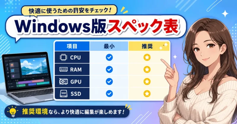 Filmora Windows版の必要スペック比較表