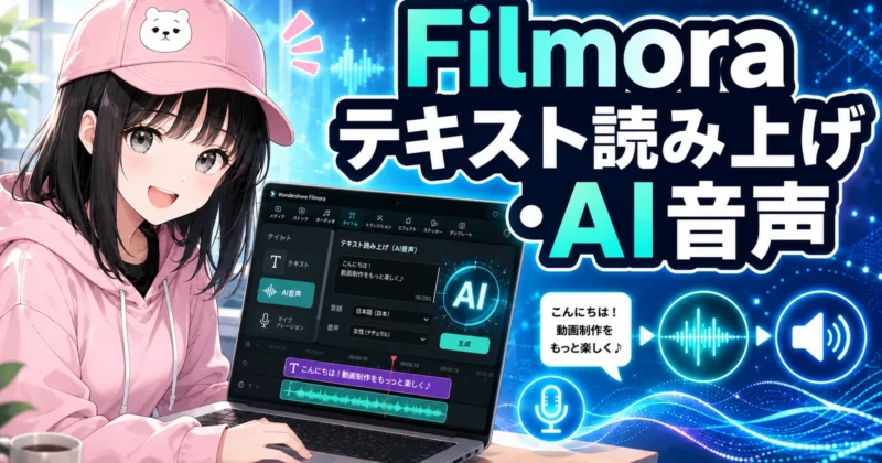 Filmoraのテキスト読み上げでAI音声ナレーションを作るイメージ