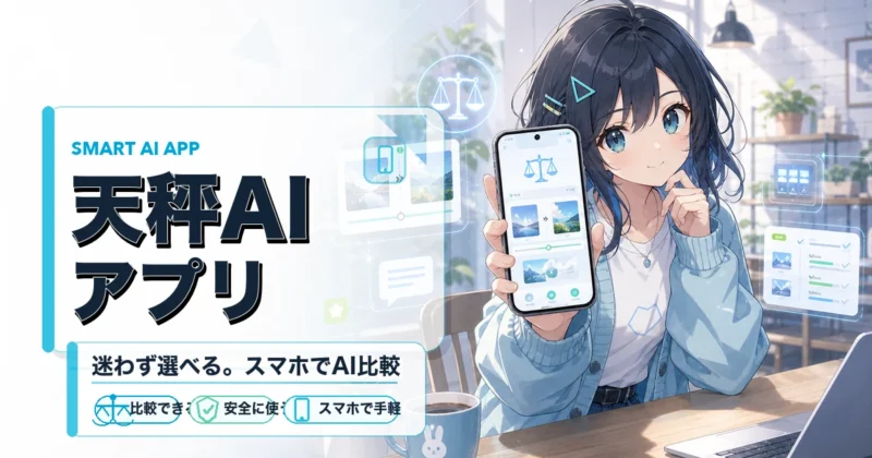 天秤AIアプリの有無をスマホとPCで確認するイメージ