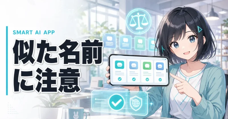 天秤AIの偽アプリや非公式アプリに注意するイメージ