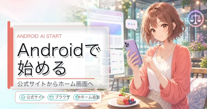 Androidスマホで天秤AI公式サイトを開く手順のイメージ
