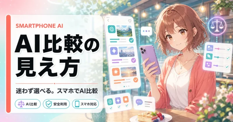 スマホ画面で複数AIの回答を比較するイメージ