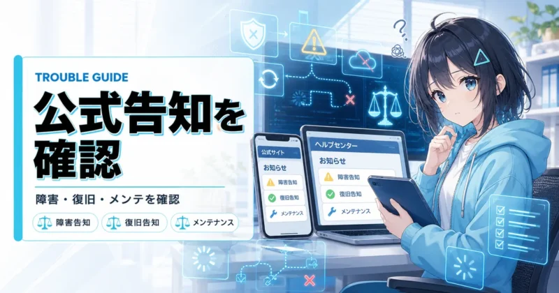 天秤AIの障害やメンテナンス情報を確認する画面