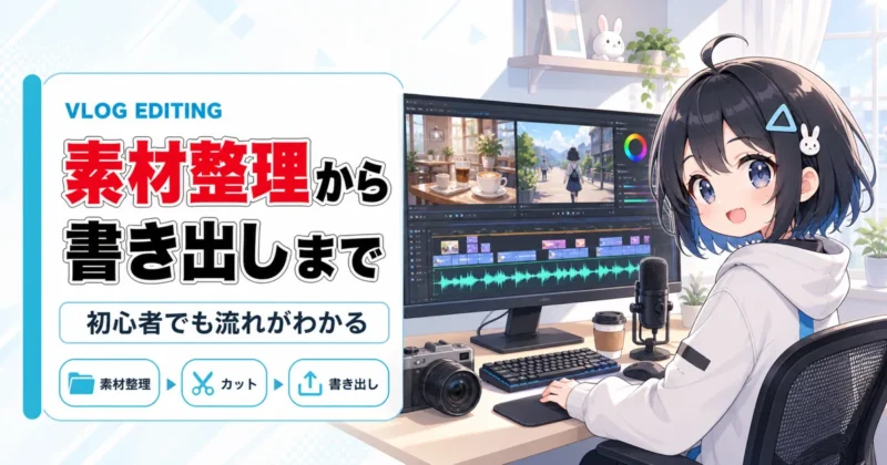 Vlog編集の基本手順をタイムラインで示す画像