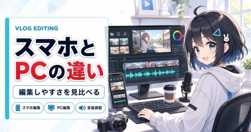 スマホ編集とパソコン編集の違いを比較する画像