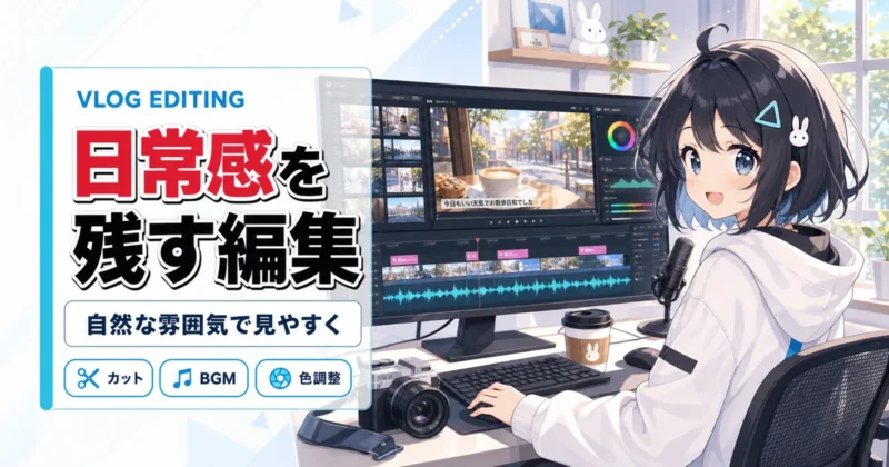 Vlogらしい日常感とBGM編集を表す画像