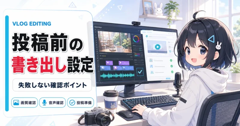 YouTube投稿前の書き出し設定を確認する画像
