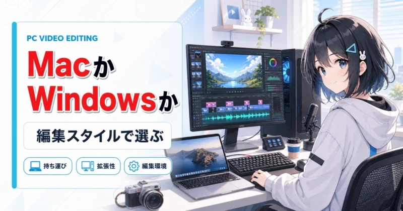 MacとWindowsの動画編集パソコンを比較する画像