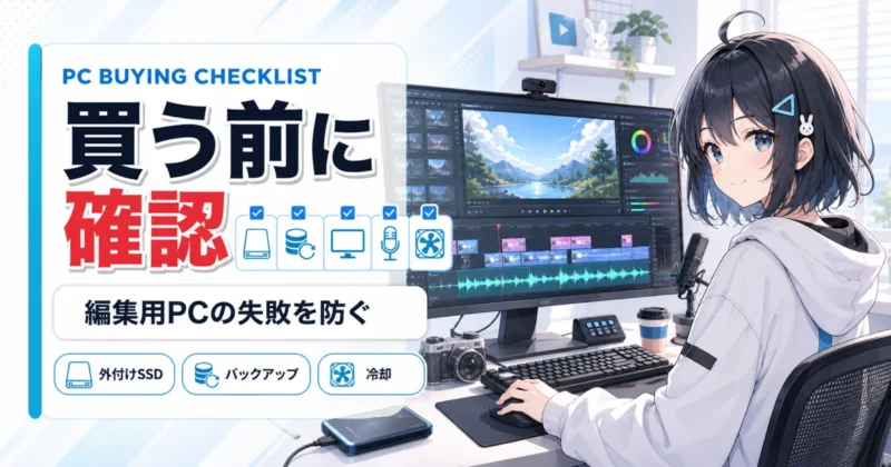動画編集パソコン購入前のチェック項目を示す画像