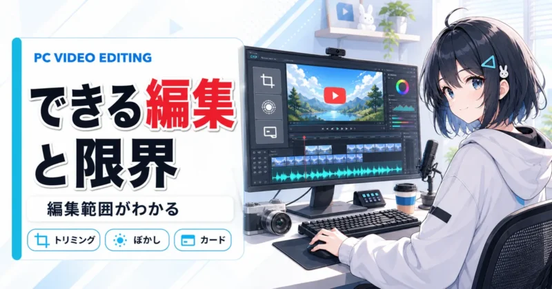 YouTube Studioでできる編集範囲を表す編集画面のイメージ