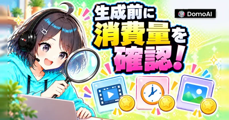 DomoAIで生成前に機能・秒数・画質ごとの消費クレジットを確認する