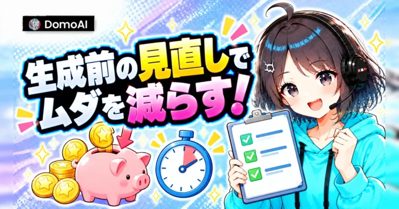 DomoAIで生成前に素材と設定を見直してクレジットのムダを減らす