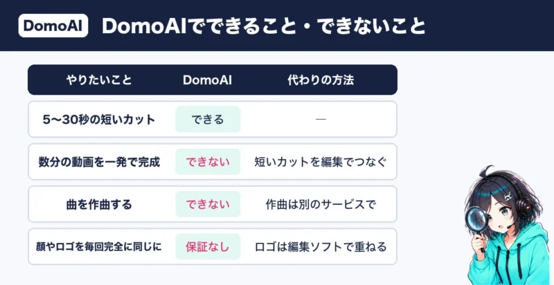DomoAIでできること・できないことの比較と代わりの方法